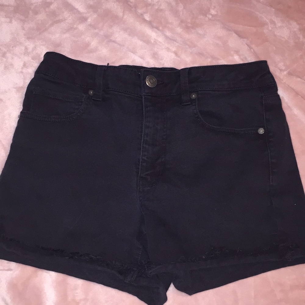 AE black denim shorts